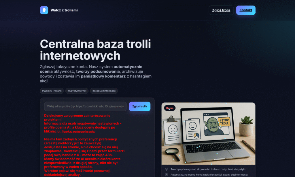 Nowy projekt przeciwko Trollom z X.com (Twittera)